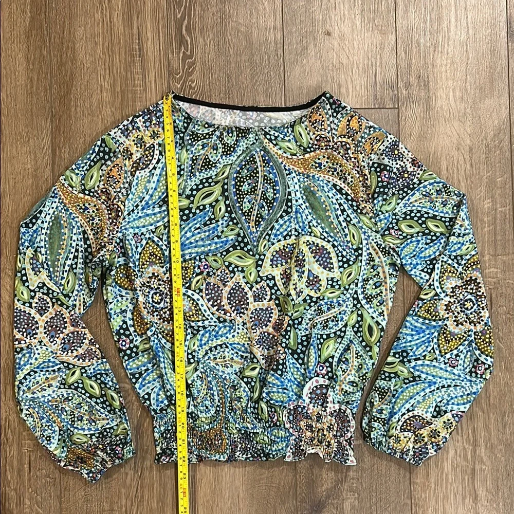 NWOT - ART MOSAIC FASHION by JANE VALLEJO Colorful Cinch Waist Women's Blouse - Picture 7 of 9